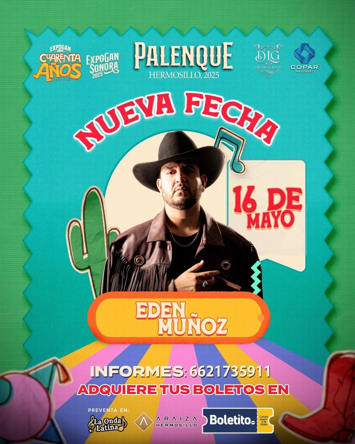 Eden Muñoz abre segunda fecha en Expogan Sonora / Instagram @edenmunoz