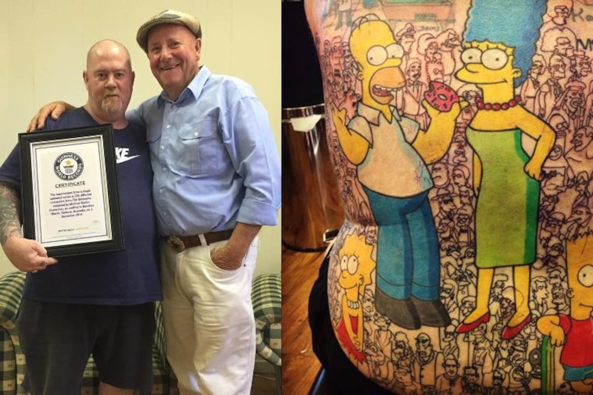 Abuelo tiene tatuaje con más de 200 personajes de Los Simpson