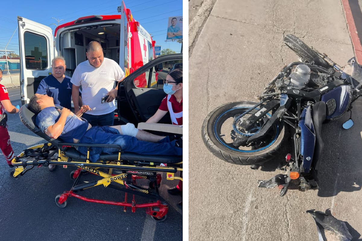 Joven motociclista resulta lesionado tras chocar contra muro en Gómez Morín