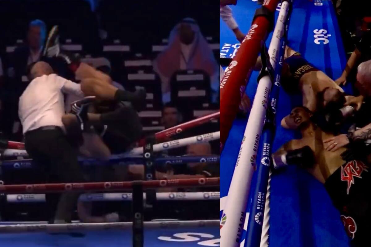 Función Bivol-Beterbiev: Boxeadores caen fuera del ring y no pueden continuar su combate