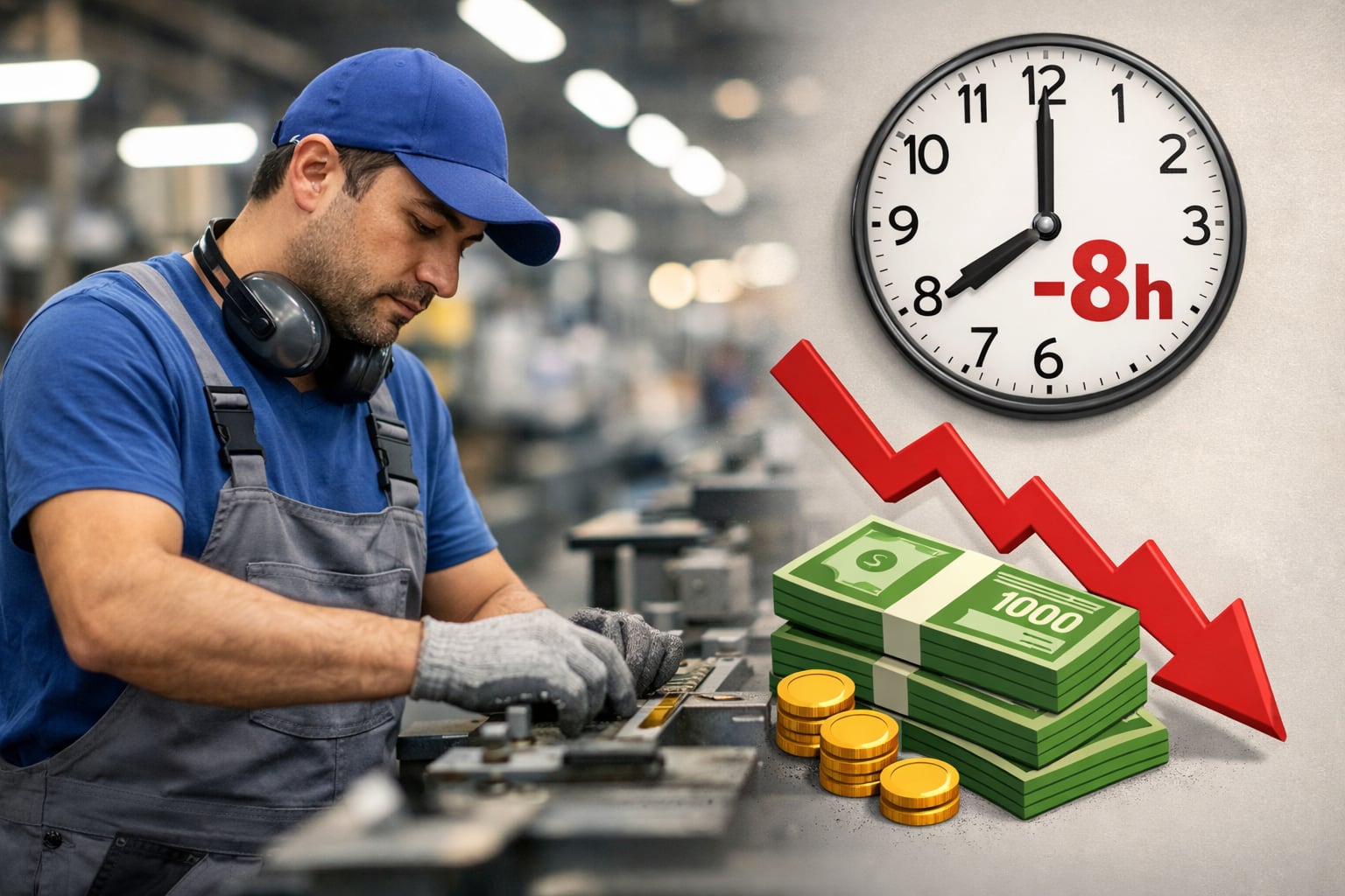 México proyecta reducir progresivamente la jornada laboral a 40 horas semanales para 2030. | Foto: Generada con IA