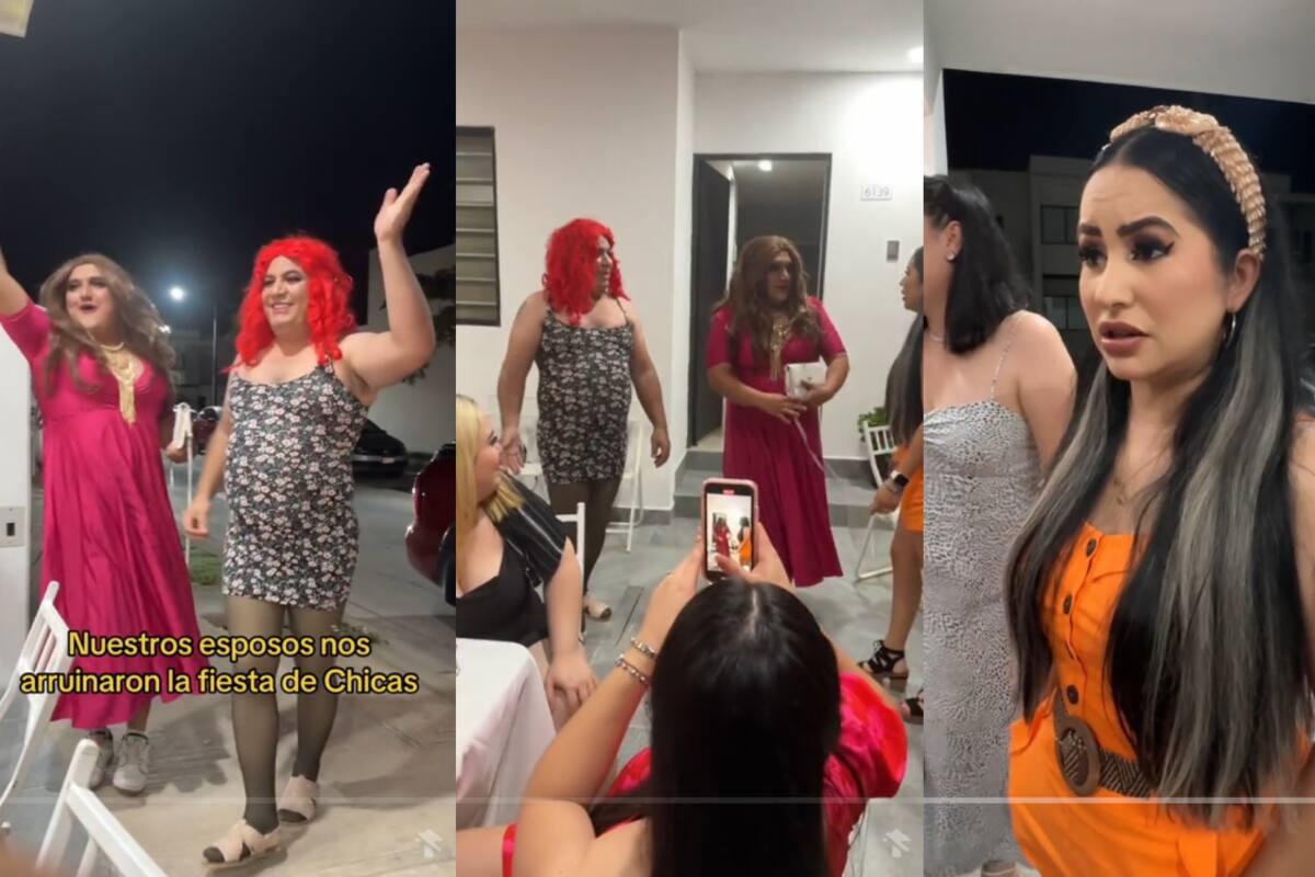 Dos hombres llegan vestidos de mujer a una “fiesta de chicas” de sus esposas y provocan un alboroto (VIDEO)