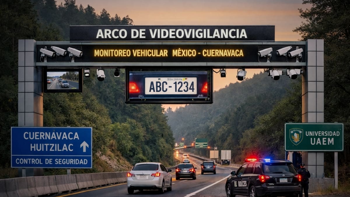Tras la desaparición de una estudiante universitaria, instalarán un arco de videovigilancia para fortalecer el monitoreo y reducir delitos como el robo de autos en la carretera México–Cuernavaca