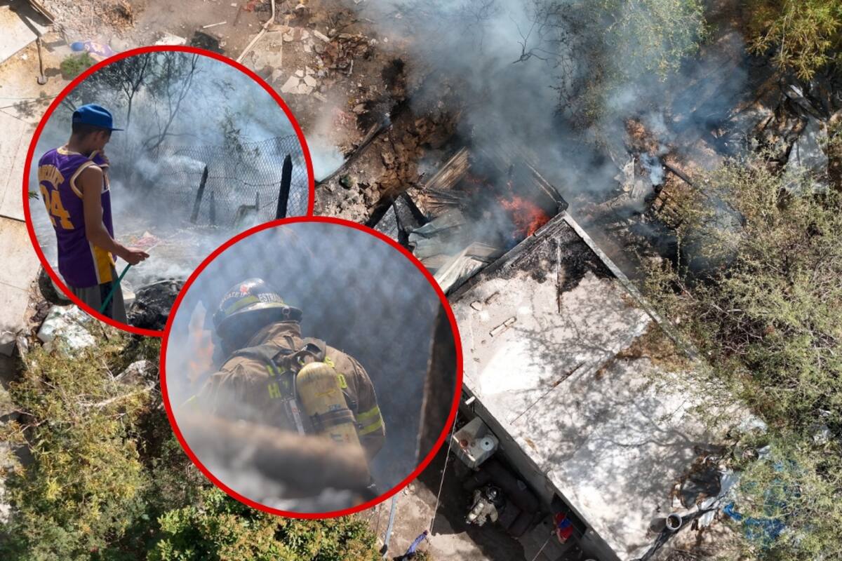 Incendio consume vivienda en Hermosillo; bomberos y vecinos lograron evitar que el fuego se propague