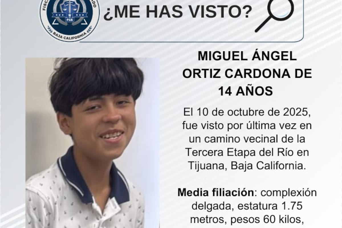 Se busca a Miguel Ángel Ortiz Cardona de 14 años