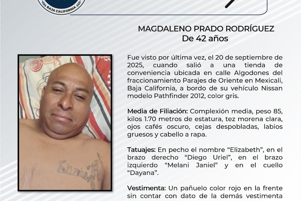 Se busca información del paradero de Magadaleno Prado Rodríguez