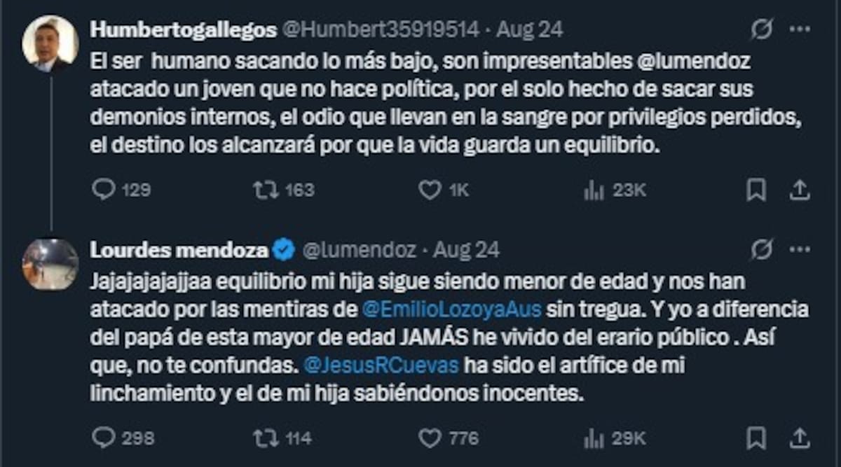Lourdes Mendoza asegura que ella y su hija también han recibido acoso / Cuenta de X: