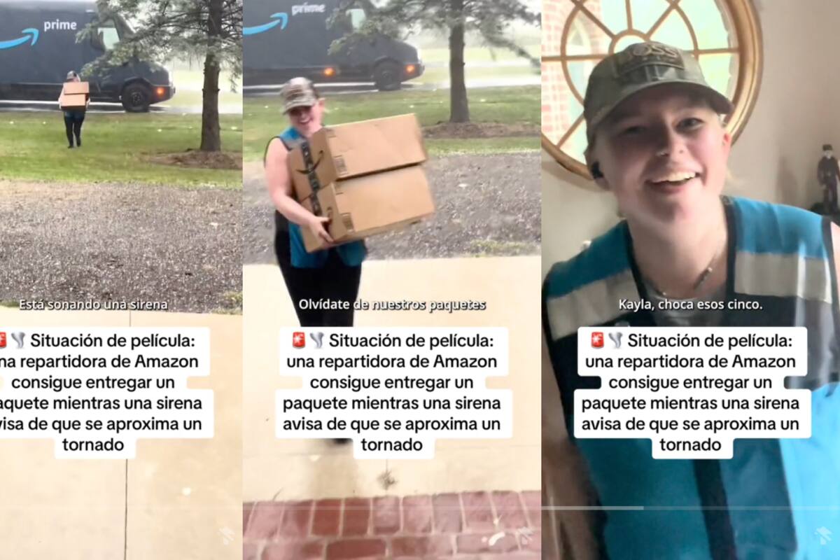 VIRAL: valiente repartidora de Amazon entrega paquete en medio de alerta de tornado