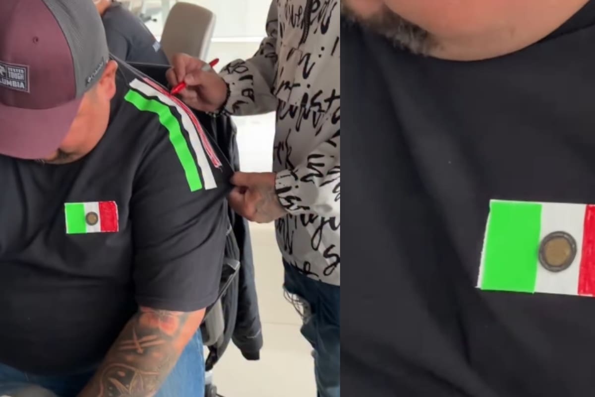 “Aquí en la oficina resolvemos”: Compañeros de trabajo le hacen una playera de la “Selección” a un hombre para que no fuera el único sin uniforme