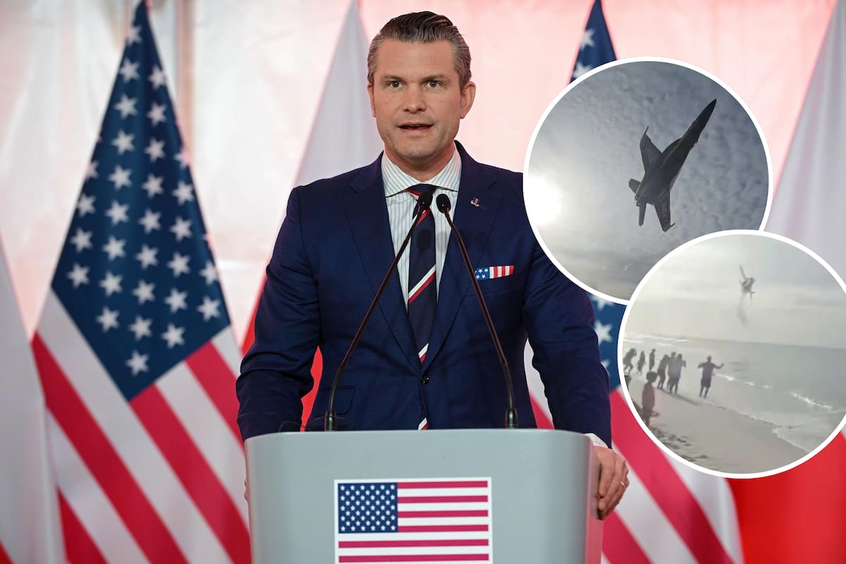 “Los sobrevuelos continuarán hasta que mejore la moral”: la frase de Pete Hegseth tras el incidente de los Blue Angels en Florida, donde un jet voló a baja altura y sorprende a bañistas