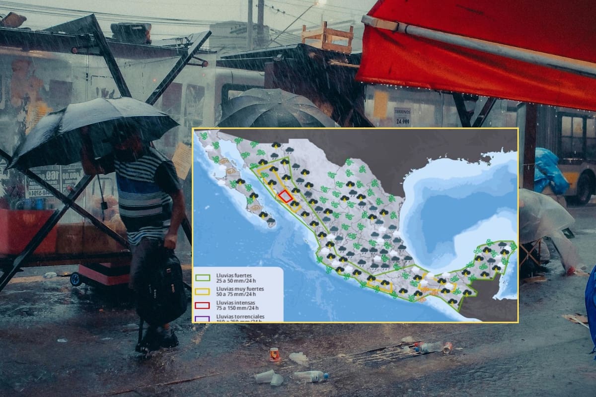 Este domingo se registrarán lluvias peligrosas y vientos fuertes por el monzón mexicano y la onda tropical en varios estados