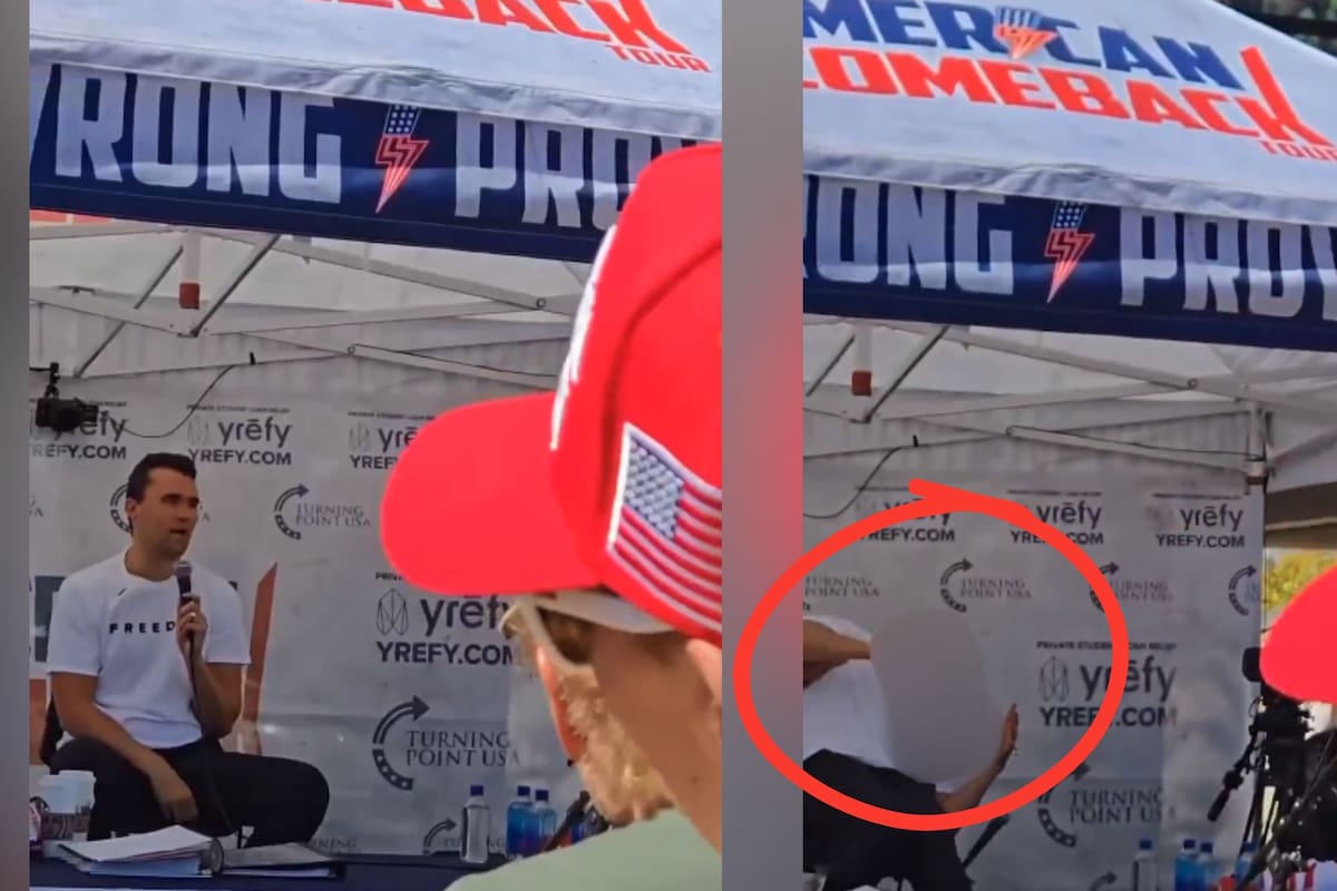 IMÁGENES FUERTES: Captan momento exacto en el que le disparan en el cuello al activista Charlie Kirk en un evento al aire libre