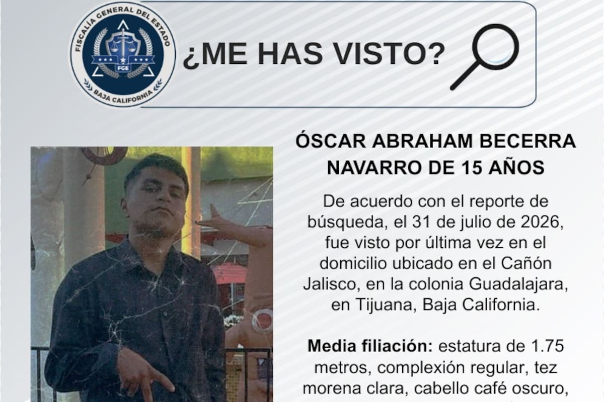 Se busca Óscar Abraham Becerra Navarro de 15 años