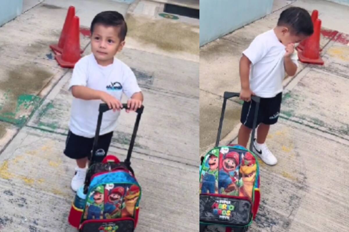 Niño causa ternura al llorar antes de entrar al kínder