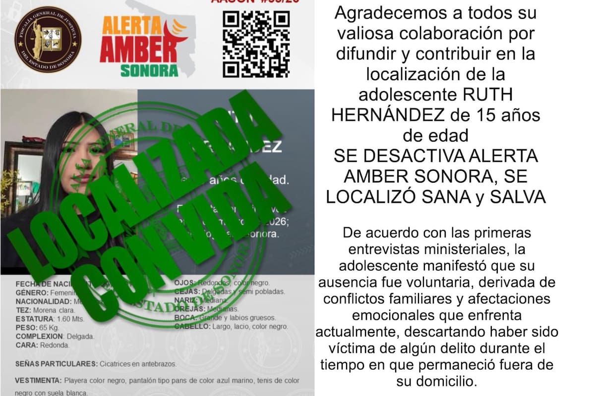 Encuentran sana y salvo a menor desaparecida en Nogales