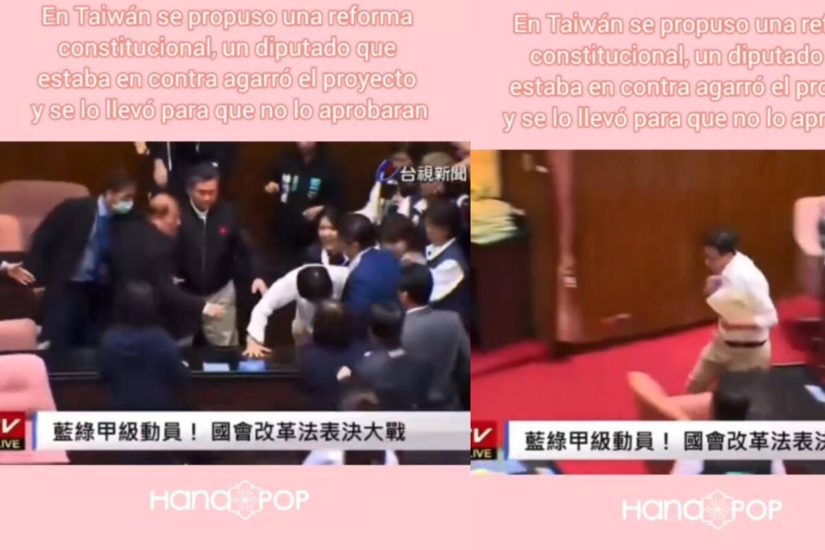 Diputado en Taiwán no estaba de acuerdo con una reforma y, para evitar que la aprueben, sale corriendo con los papeles del lugar
