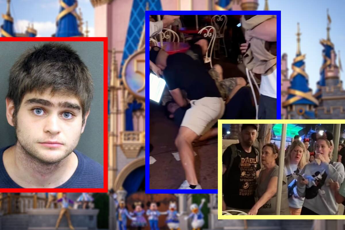 Joven es tacleado al suelo y arrestado en Disney por golpear a su madre y hermana frente a turistas