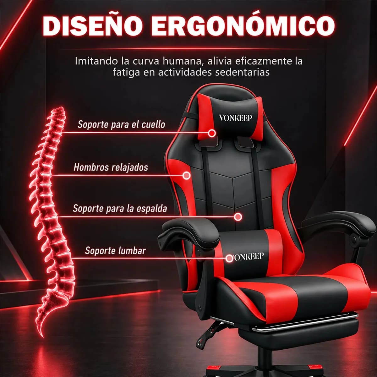 Silla gamer ergonómica reclinable VonKeep | Mercado Libre