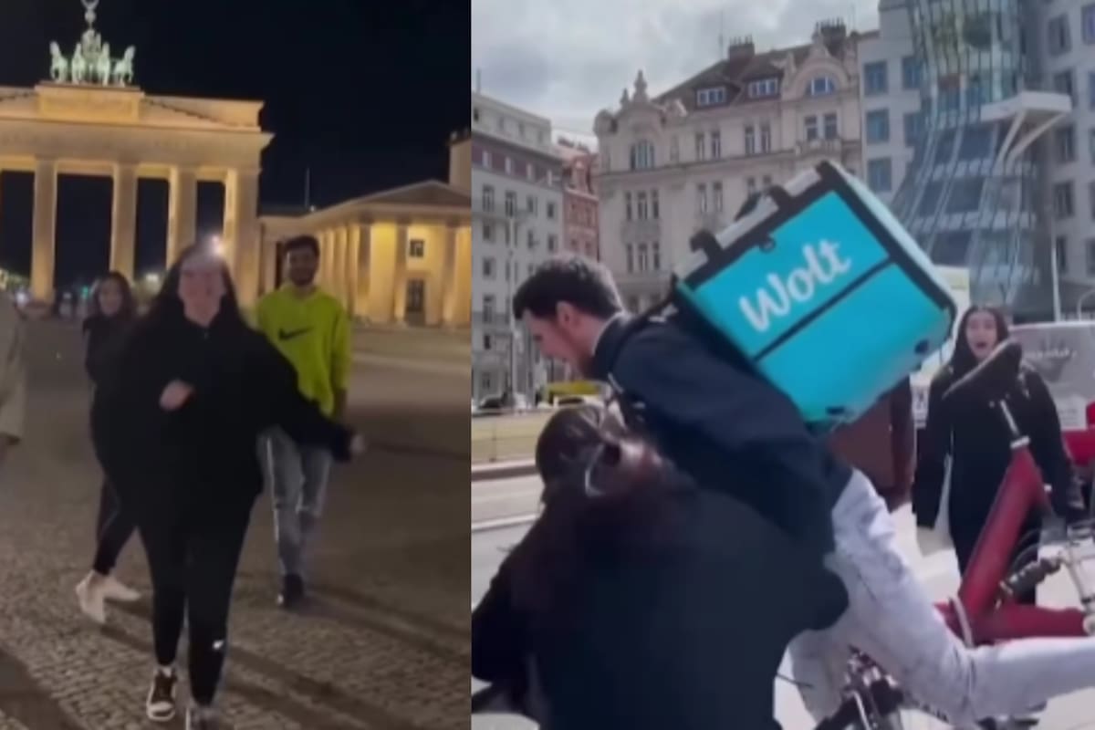 Amigos intentan hacer un video con transición en su viaje, pero sale mal y una de ellas se estrella con un repartidor