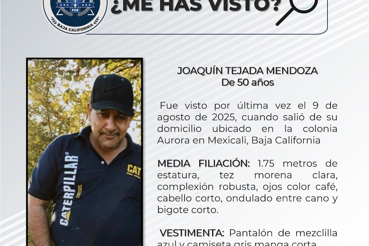 Se solicita ayuda para localizar a Joaquín Tejeda Mendoza