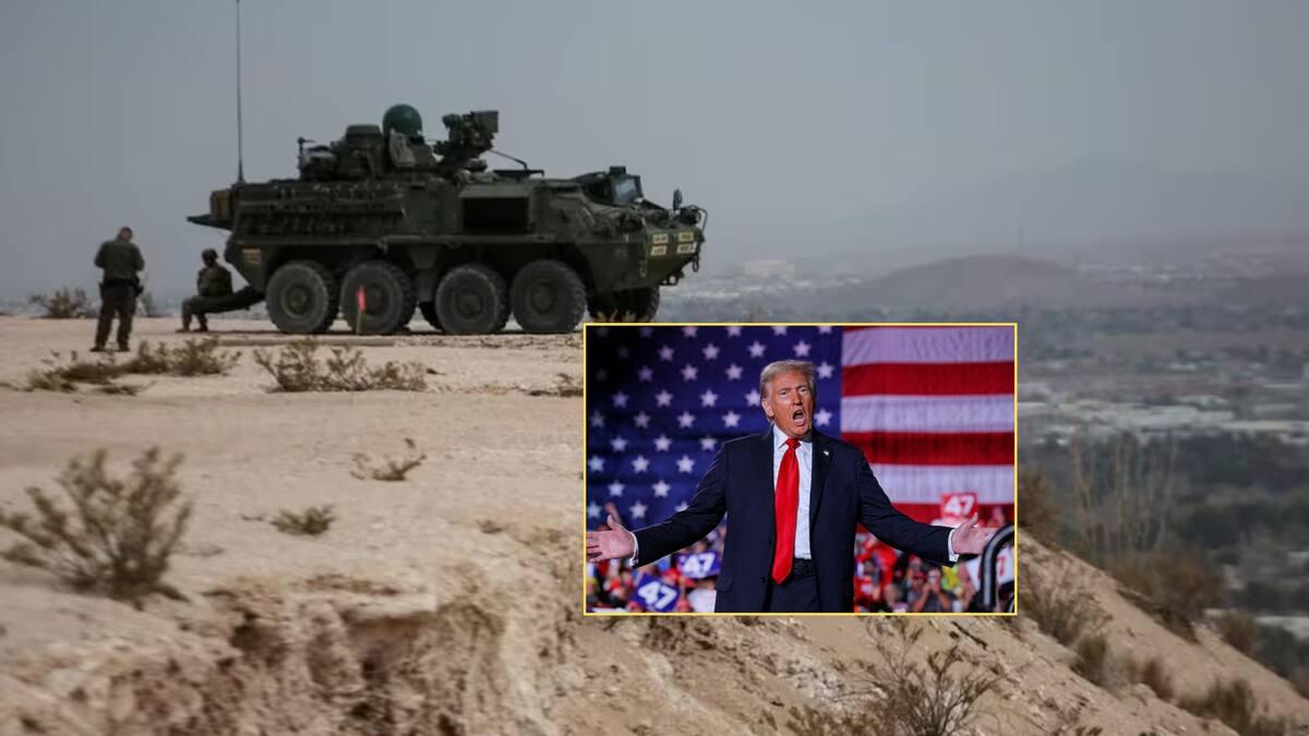 Refuerzan vigilancia en frontera de Ciudad Juárez con tanqueta militar de EU. Foto: Especial (EFE y El Universal)