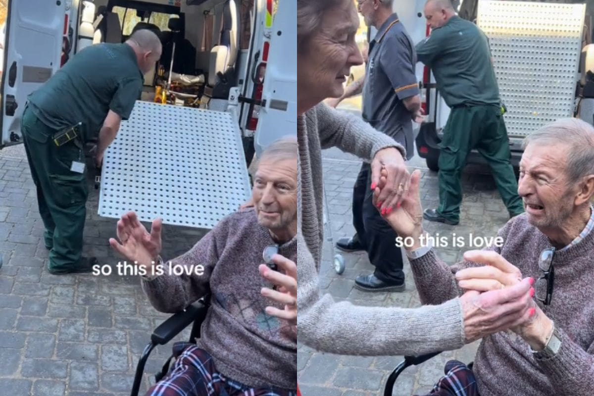 Al salir del hospital, un anciano no pudo contener las lágrimas al ver a su esposa