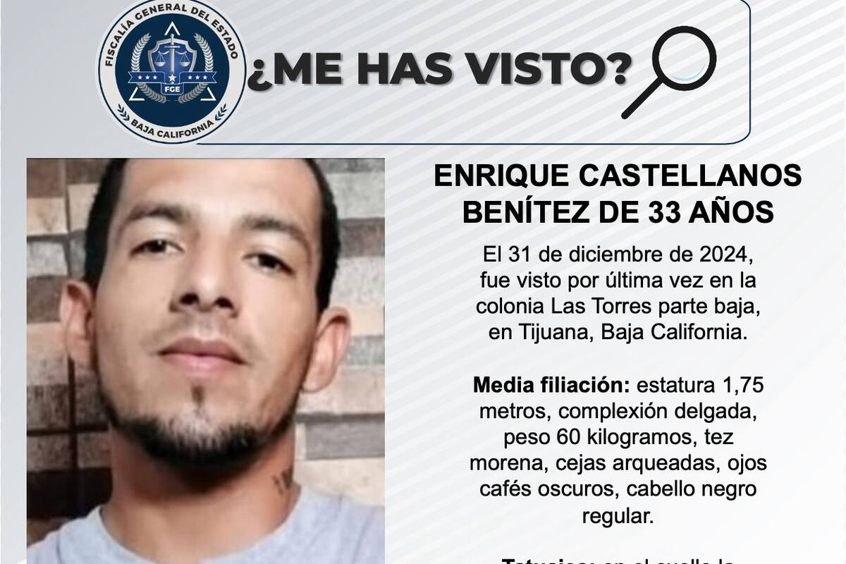 Se busca a Enrique Castellanos Benítez de 33 años
