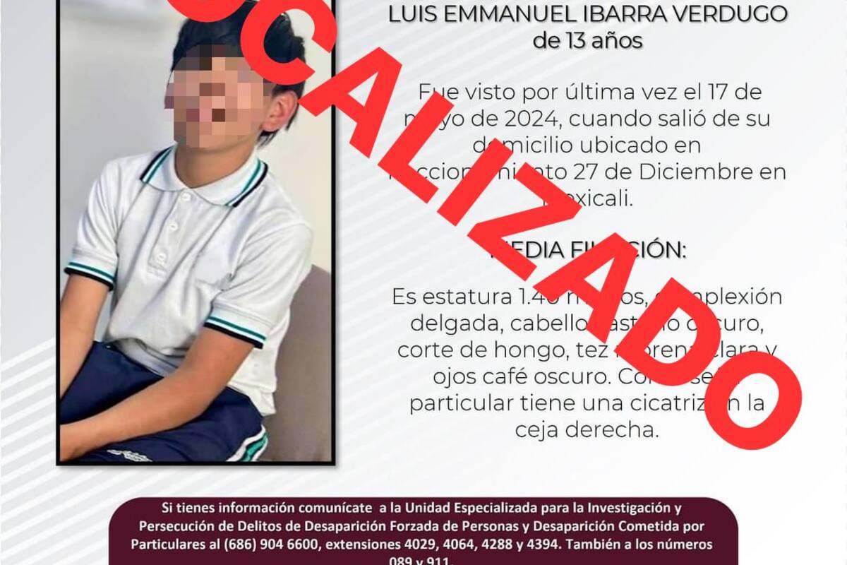 Localizan a adolescente de 13 años que contaba con reporte de extravío desde hace 2 días