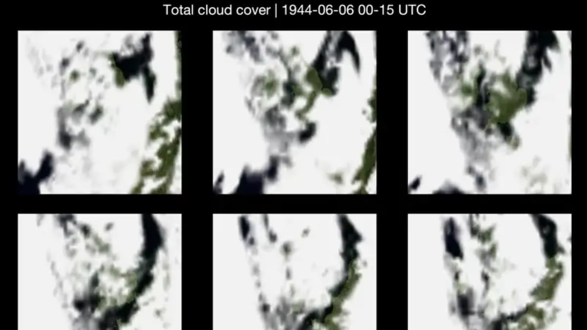La reconstrucción permite observar la estrecha ventana de mejores condiciones meteorológicas que hizo posible el desembarco aliado en Normandía el 6 de junio de 1944. Crédito: Universidad de Reading.