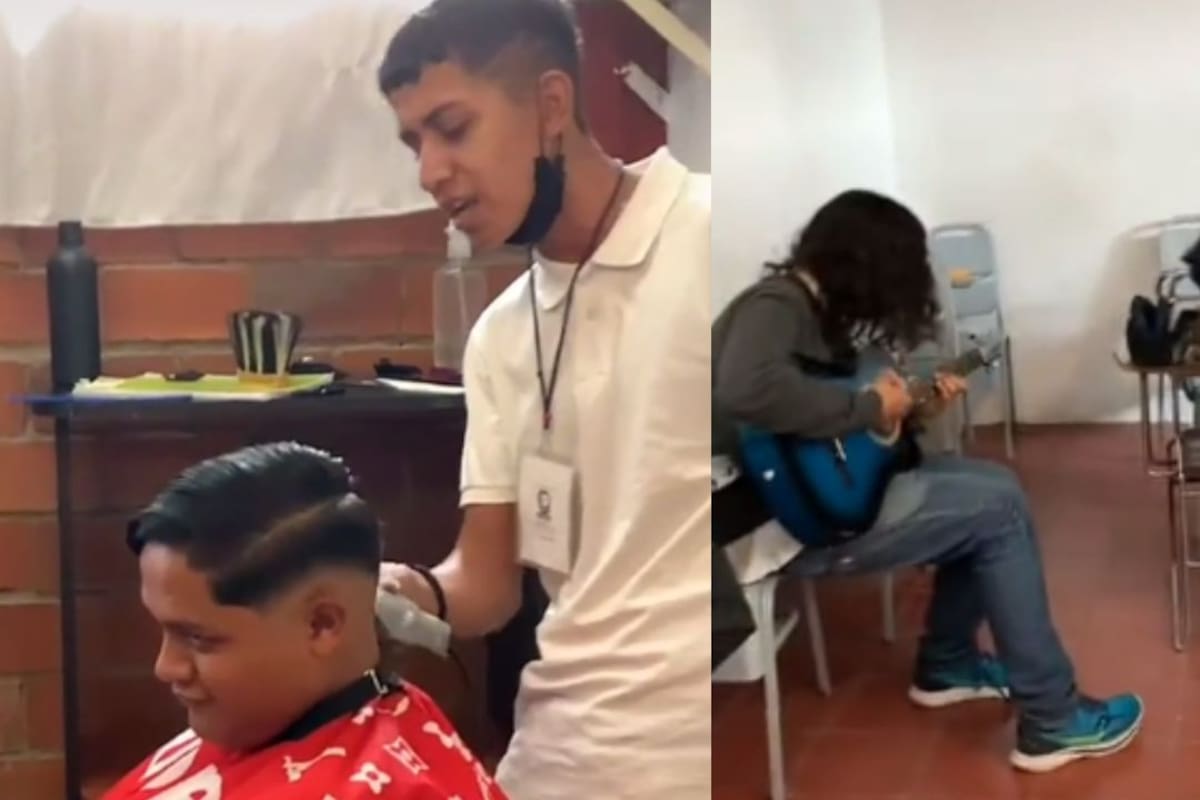 TikTok: Estudiante abre una barbería en su salón de clases y hasta tiene música en vivo