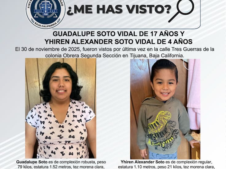 Se busca a Guadalupe Soto Vidal y Yhiren Alexander Soto Vidal