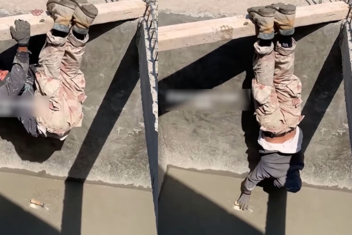 “Con esos movimientos ya puede ser doble de Tom Cruise” Tom Cruise albañil se vuelve viral por sus extremas maniobras para evitar pisar el concreto recién colocado