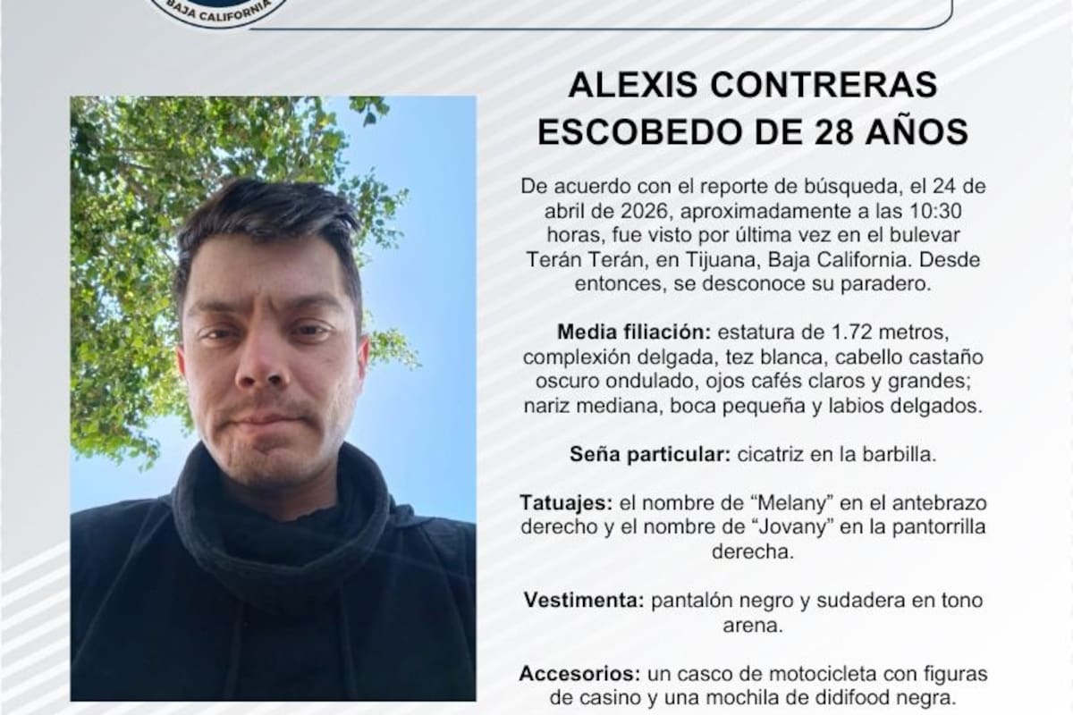 Se busca a Alexis Contreras Escobedo de 28 años