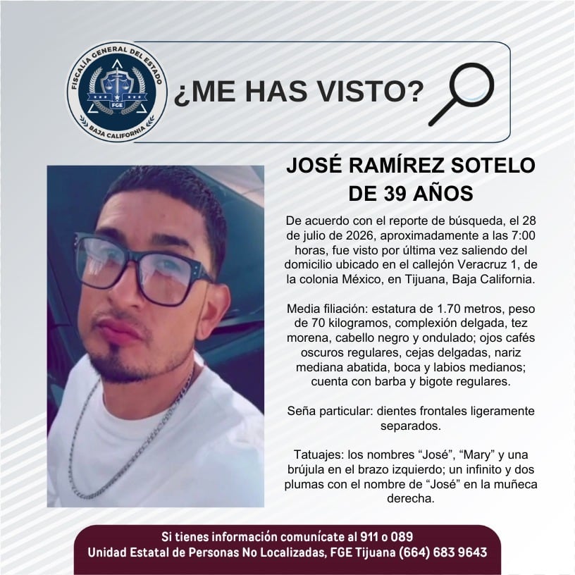 Fue visto por última vez el 28 de julio de 2026.