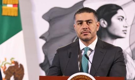 Omar García Harfuch durante conferencia de prensa de Sheinbaum