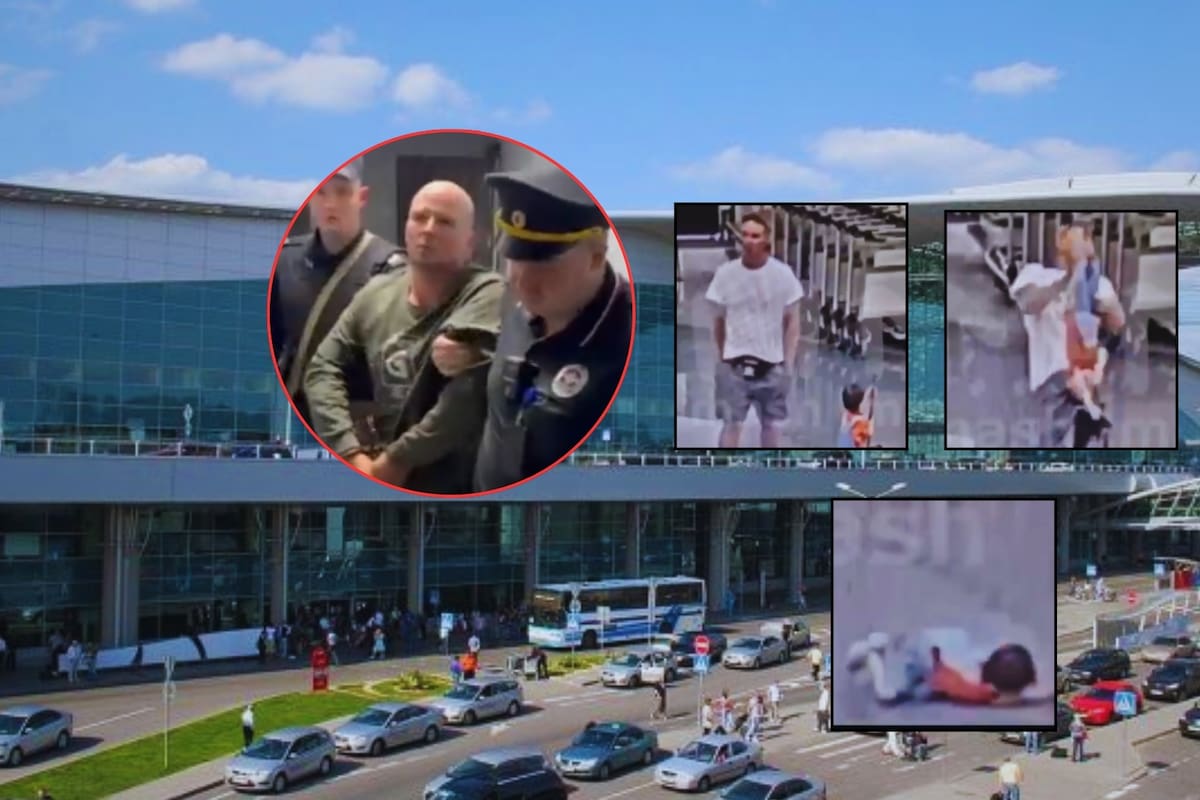 IMÁGENES FUERTES: Hombre ruso agarró a un niño de 1 año que huía de los ataques en Irán junto a su madre embarazada y lo estrelló de cabeza contra el suelo en un aeropuerto