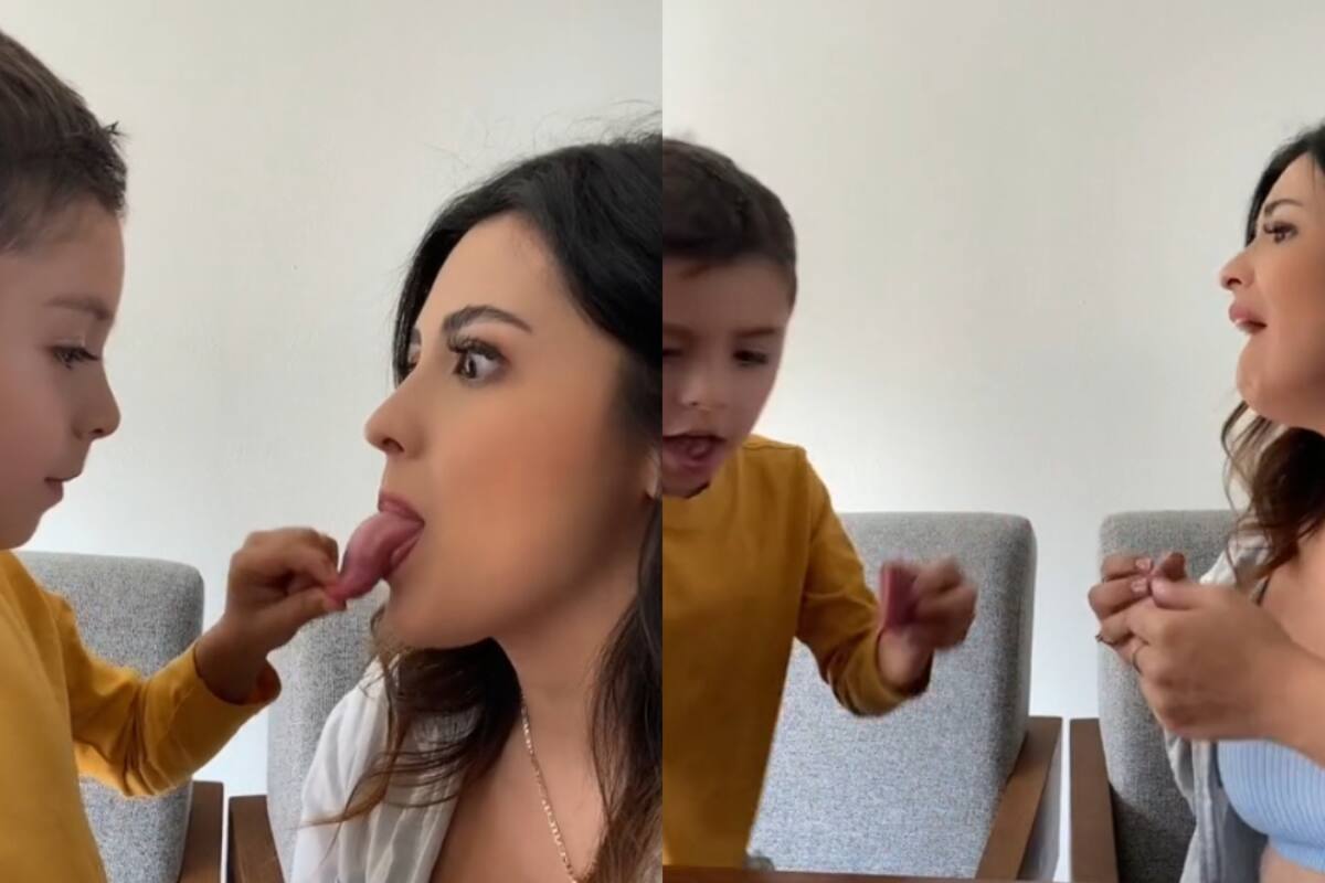 Mamá le hace una broma a su hijo sobre que se le cayó la lengua: ve su reacción