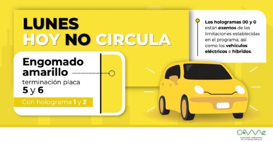 Amarillo no circula en lunes. | Crédito: Came