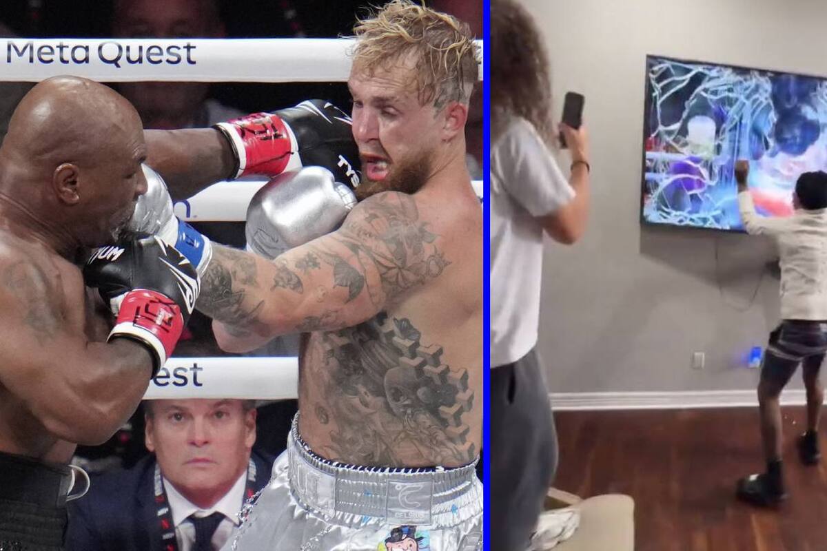 Aficionado rompe su televisor luego de la pelea entre Mike Tyson y Jake Paul