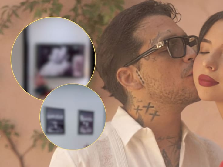 Así luce la enorme foto de boda de Ángela Aguilar y Christian Nodal que decora la entrada de su casa