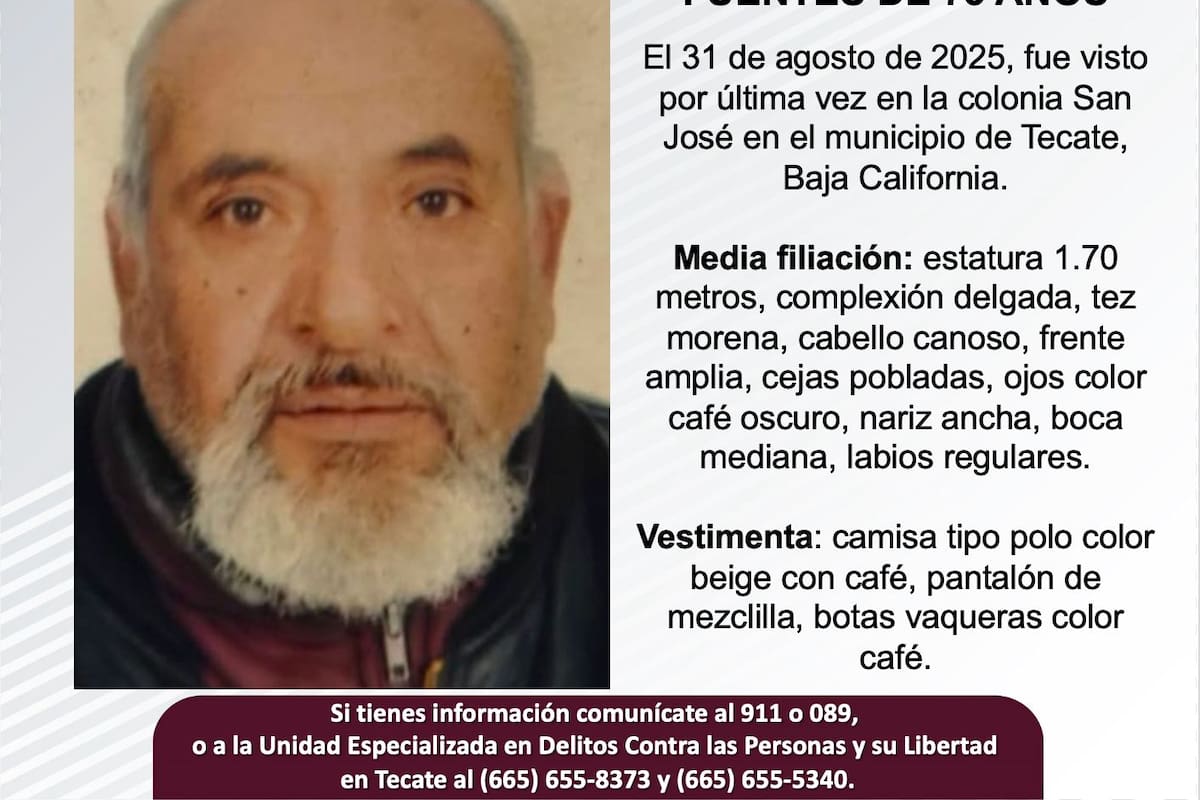 Se busca a David Vera Fuentes de 73 años