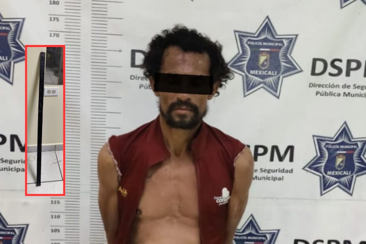 Agrede con un tubo a policía tras dañar un negocio en la colonia Televisora