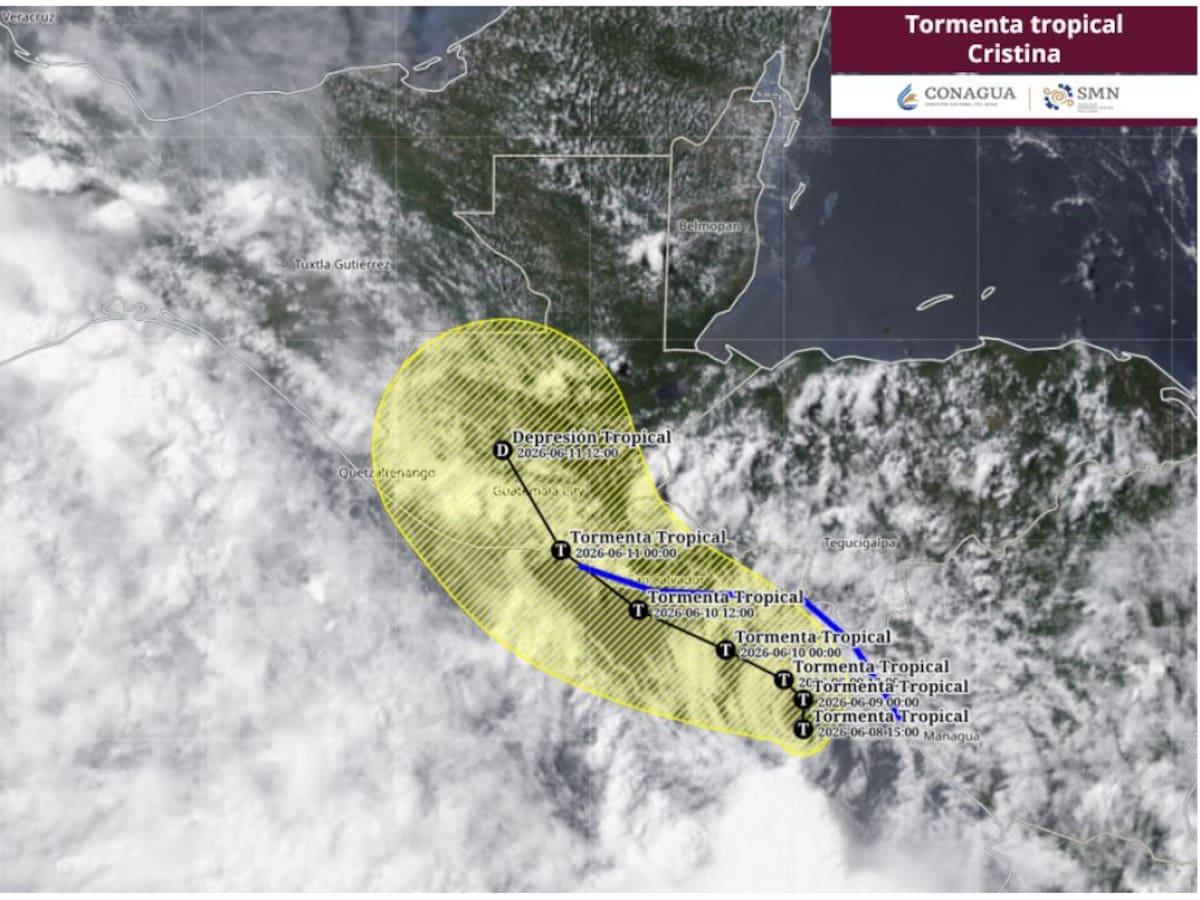 Tormenta tropical Cristina. | Foto: SMN.