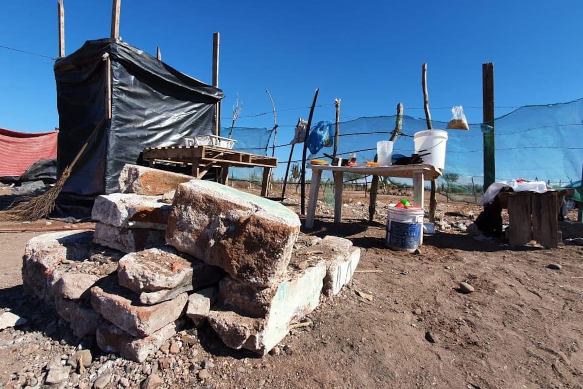 Resisten familias el frío en casitas de hule y cartón