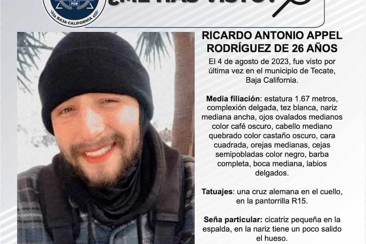 Se busca a Ricardo Antonio Appel Rodríguez de 26 años