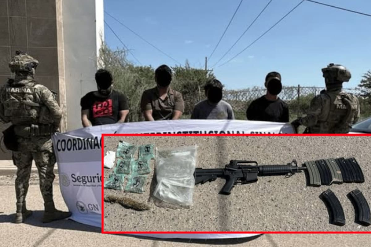 Detienen a cuatro hombres con armas, droga y vehículos robados en operativo militar en Navolato