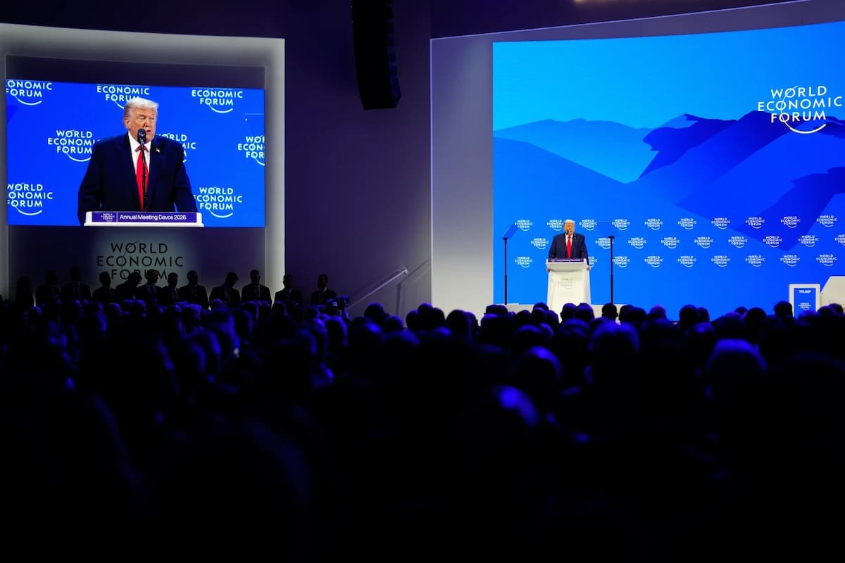 El presidente Donald Trump habla durante la Reunión Anual del Foro Económico Mundial en Davos, Suiza, el miércoles 21 de enero de 2026. | Crédito: AP/Markus Schreiber