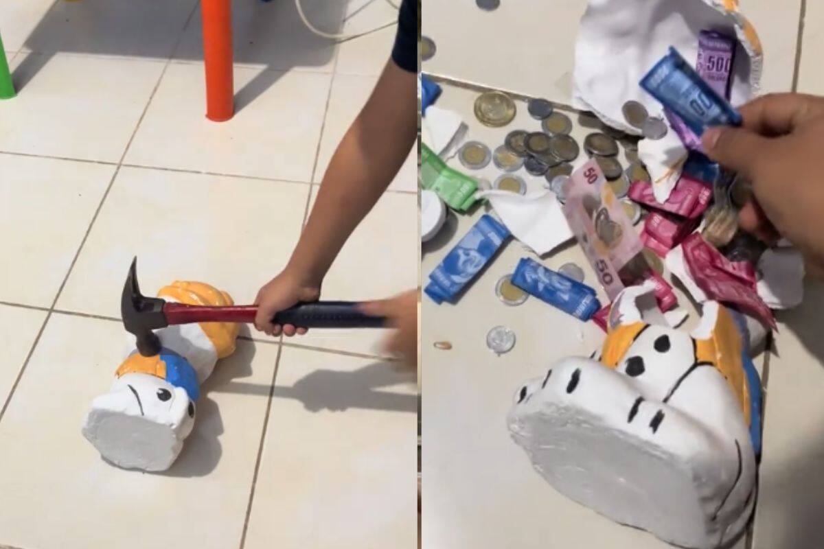 Niño rompe su alcancía y se da cuenta de que solo guardó billetes del Monopoly