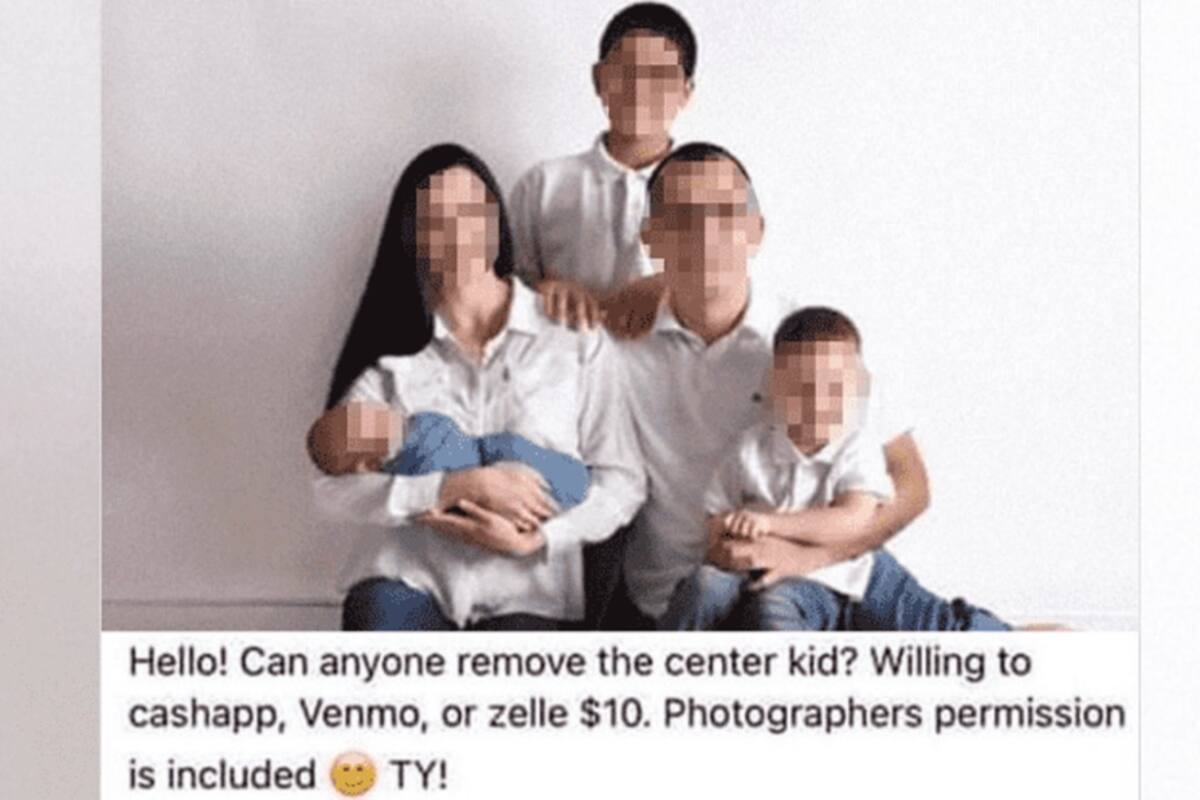 Critican a mujer por pedir que borren a su hijastro de una foto