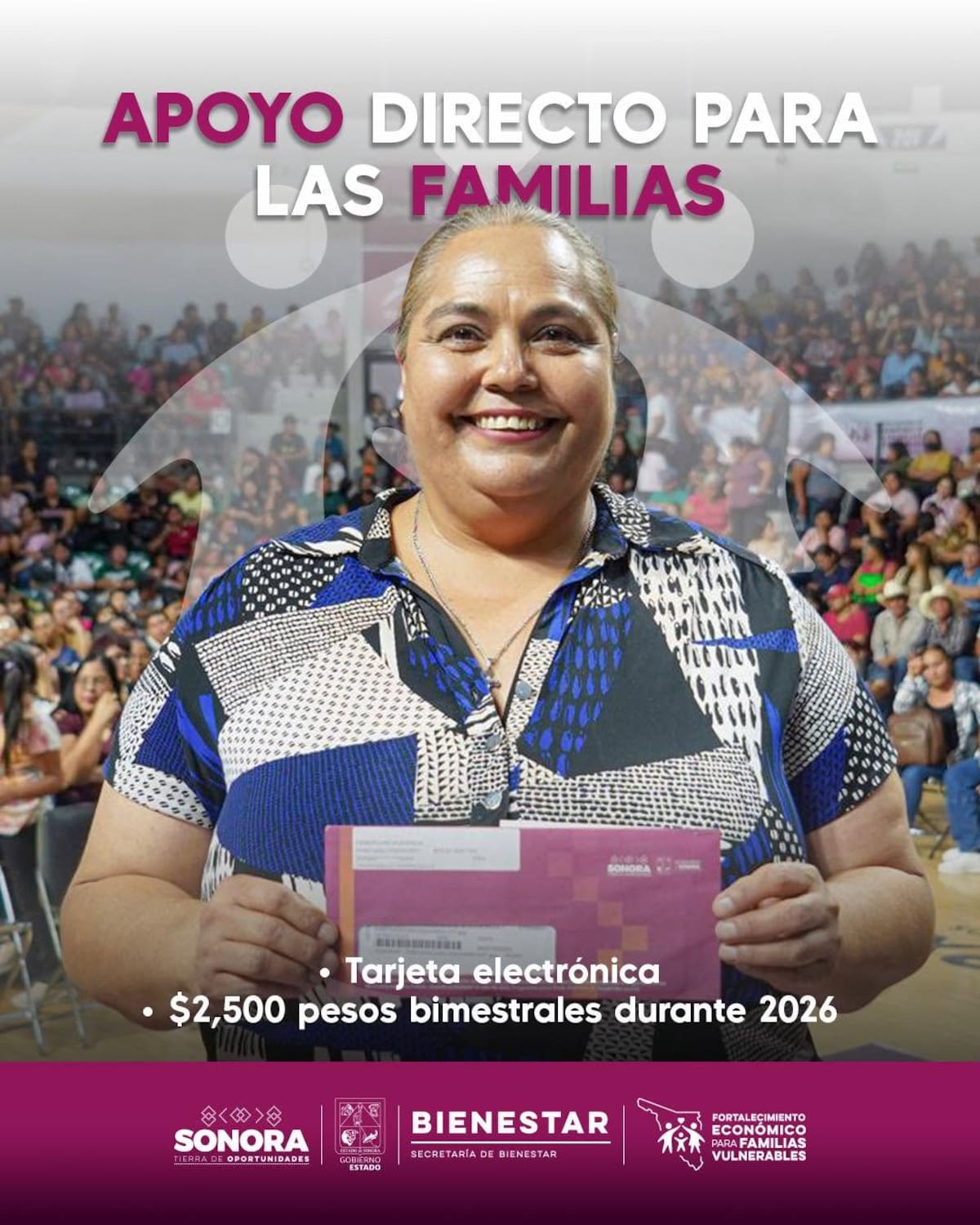 Cada beneficiario recibe un apoyo de 2 mil 500 pesos bimestrales para contribuir a los gastos y necesidades de su hogar.